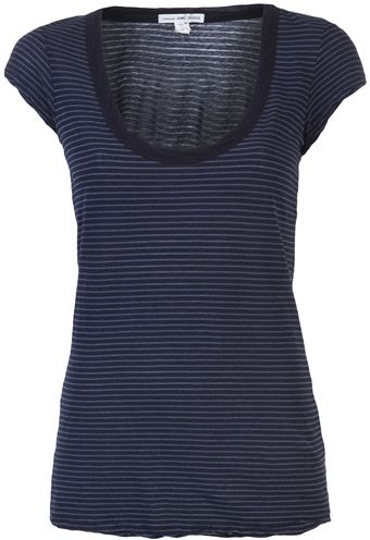 James Perse Stripe Cap Sleeve Tshirt - Lyst