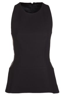 Victoria, Victoria Beckham Leather Panel Peplum Top - Lyst
