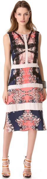 BCBGMAXAZRIA Paneled Printed Dress - Lyst