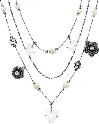 Betsey Johnson Crystal Heart Illusion Necklace - Lyst