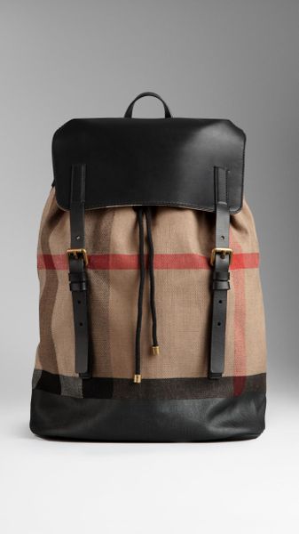 Burberry Check Canvas Backpack - Lyst