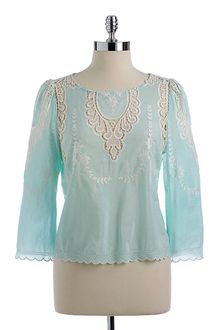 Dolce Vita Alma Embroidered Lace Detail Blouse - Lyst
