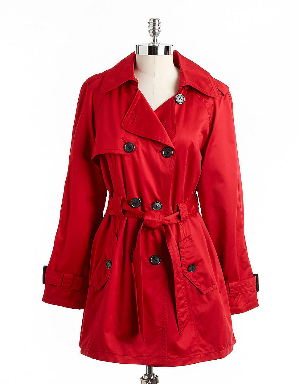 Jones New York Hooded Doublebreasted Trench Coat in Red Lyst
