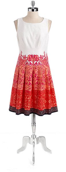 Jones New York Jacquard Pleated Dress - Lyst