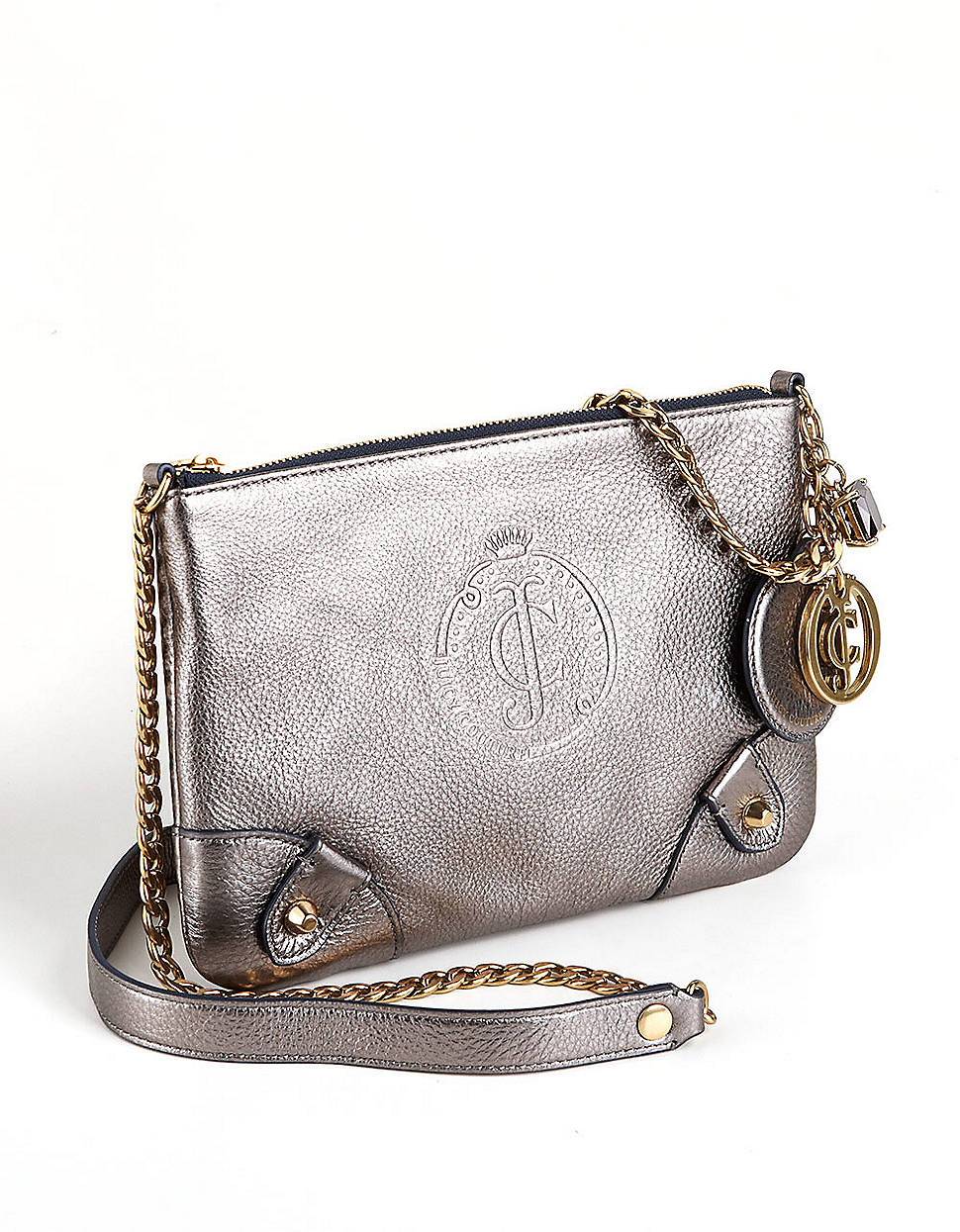 Juicy Couture Louisa Metallic Leather Crossbody Bag in Gray (pewter) | Lyst