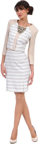 Kay Unger Textured Metallic Stripe Skirt - Lyst