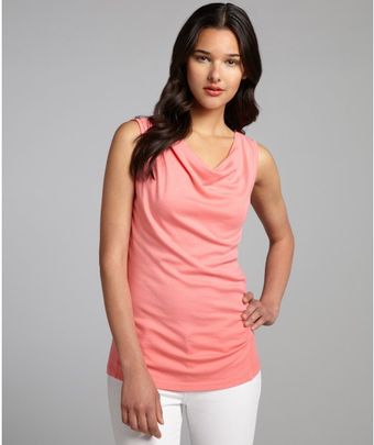 Three Dots Coral Pink Cotton Blend Cowl Neck Sleeveless Top - Lyst
