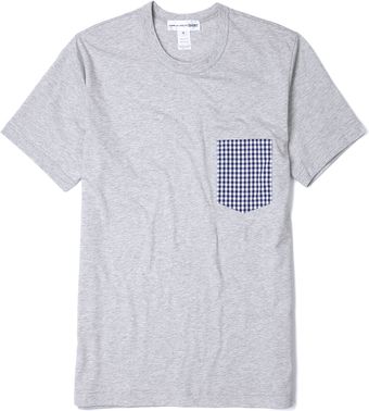 Comme Des Garçons Grey Blue Gingham Pocket T-shirt - Lyst
