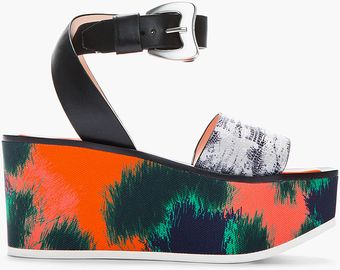 Kenzo Orange Printed Snakeskin Flatform Sandals - Lyst