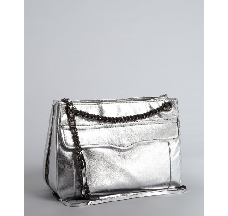 Rebecca Minkoff Silver Metallic Leather Swing Chain Strap Shoulder Bag in Silver | Lyst
