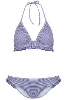Topshop Navy Stripe Triangle Bikini - Lyst