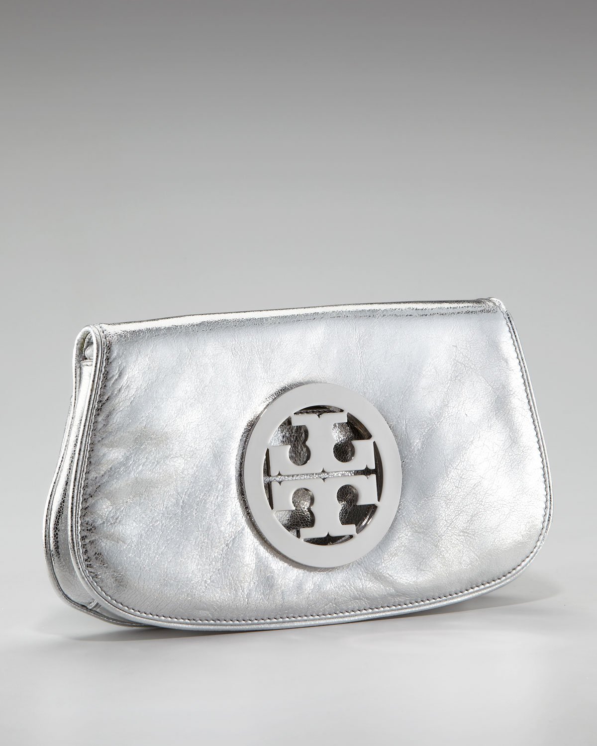 silver tory burch clutch