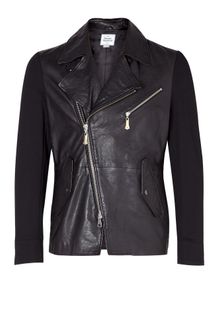 Vivienne Westwood Black Leather and Jersey Biker Jacket - Lyst
