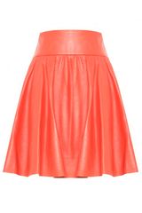 Alice + Olivia Luann Leather Wide Waistband Flare Skirt