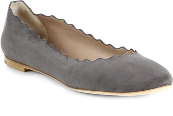 Chloé Scalloped Suede Ballet Flats - Lyst