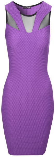 Jane Norman Waffle Mesh Panel Dress - Lyst