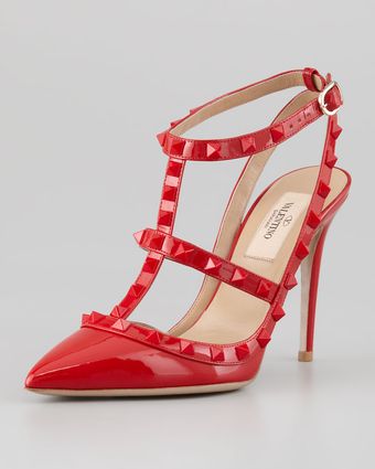 Valentino Rockstud Patent Slingback Sandal - Lyst