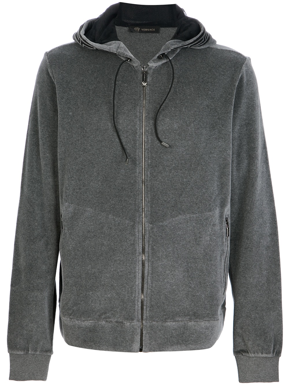 Versace Velour Hoodie in Gray for Men (grey) | Lyst