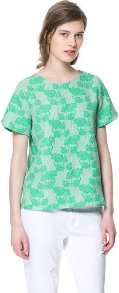 Zara Round Neck Blouse - Lyst