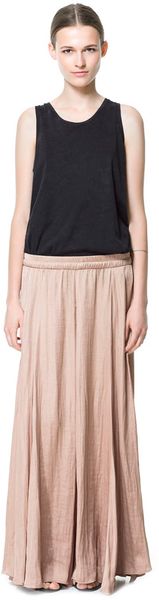 Zara Long Flowy Skirt - Lyst