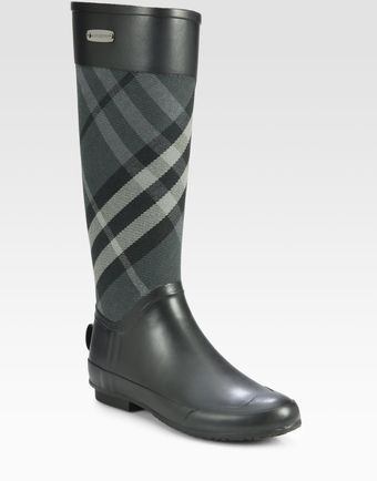 Burberry Clemence Check Canvas Rain Boots - Lyst
