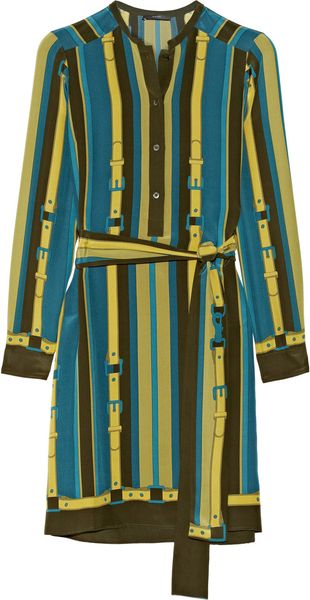 Gucci Printed Silk Crepe De Chine Dress - Lyst