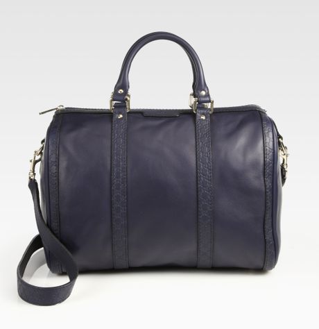 Gucci Vintage Web Medium Boston Bag in Blue (navy) | Lyst
