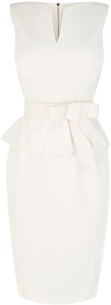 Karen Millen Signature Cotton Peplum Dress - Lyst