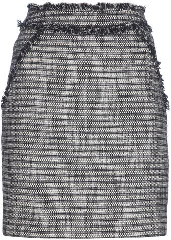 Rebecca Taylor Tweed Skirt with Leather Details - Lyst