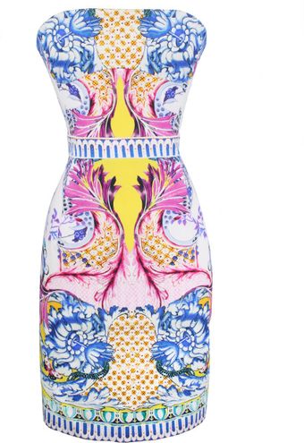 Roberto Cavalli Strapless Printed Dress - Lyst