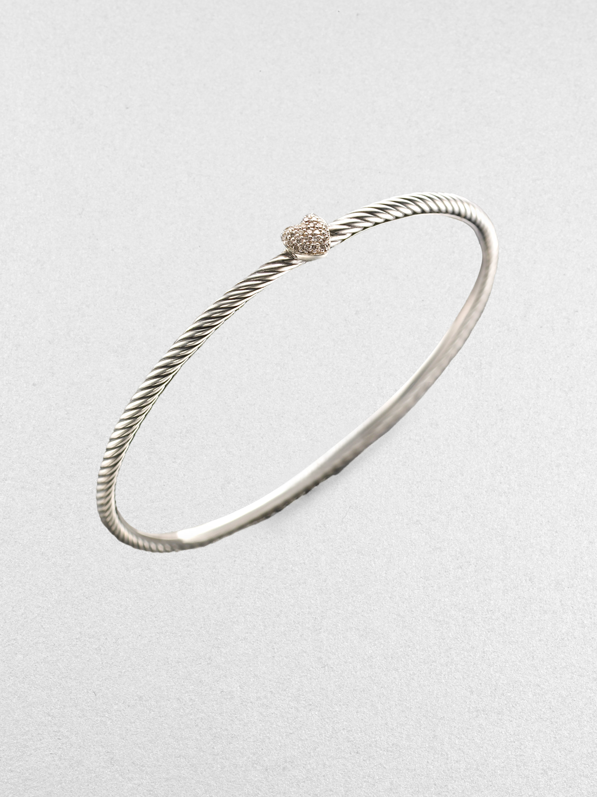 David Yurman Diamond Sterling Silver Heart Bracelet in Silver Lyst