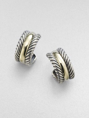 David Yurman  14k Yellow Gold Huggie Earrings - Lyst
