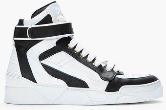 Givenchy Black White Leather Hightop Sneakers - Lyst