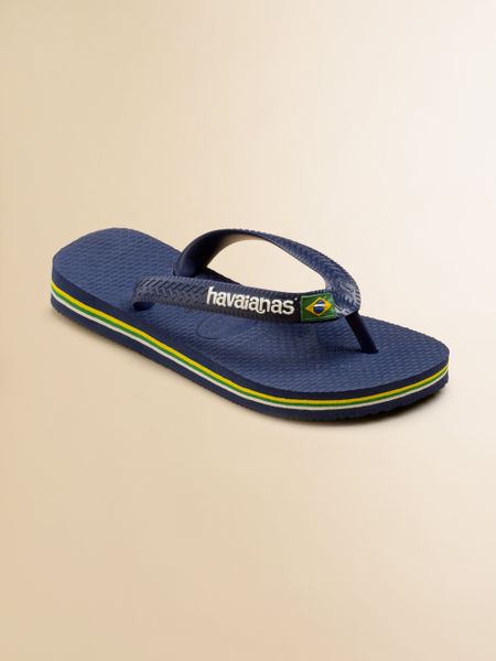 Havaianas Toddlers Kids Brasil Logo Flip Flops in Blue (navy blue ...