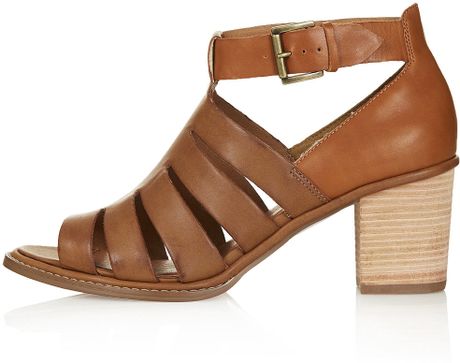 tan leather high heel shoes