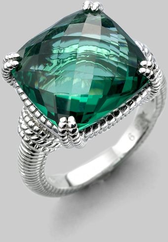 Judith Ripka Green Quartz Sterling Silver Cusion Stone Ring - Lyst