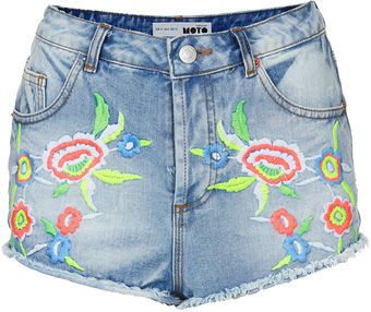 Moto Bleach Floral Hotpants - Lyst