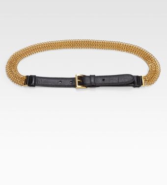 Prada Saffiano Vernice Chain Belt - Lyst