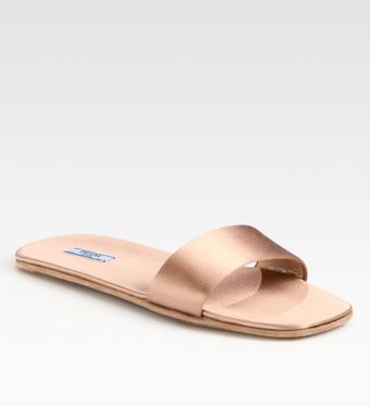 Prada Satin Slippers - Lyst
