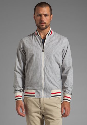Shades Of Grey By Micah Cohen Varsity Jacket in Grey Stripe Corded Cotton - Lyst