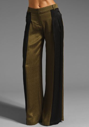 10 Crosby by Derek Lam Wide Leg Trouser in Black army Green - Lyst