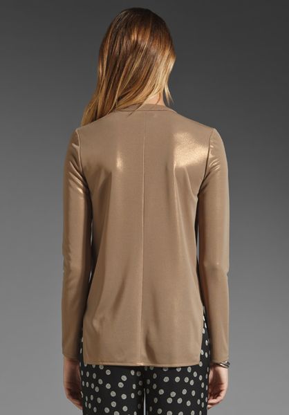 10 Crosby Derek Lam Back Tail Wrap Front Blouse in Bronze in Gold