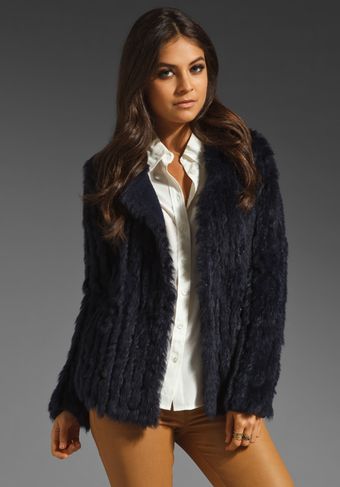 Marc By Marc Jacobs Karina Rabbit Fur Coat in Deep Indigo - Lyst