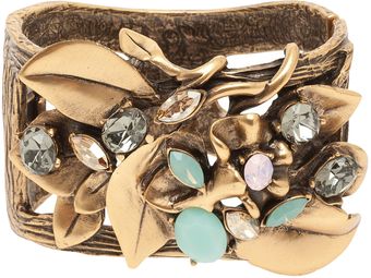 Oscar de la Renta Floral Cuff W Stones - Lyst