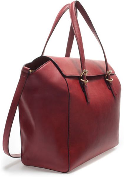 Zara Shopper Bag with Buckles in Purple (bordeaux) | Lyst