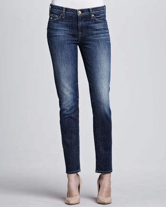 7 For All Mankind Bright Blue Slim Cigarette Jeans - Lyst