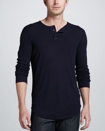 7 For All Mankind Ribbed Round hem Henley - Lyst