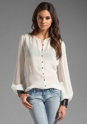 Elizabeth And James Mikayla Blouse in Ivory Black - Lyst