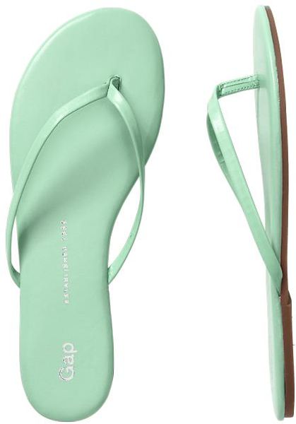 Gap Leather Flip Flops in Green (bright seafoam) | Lyst