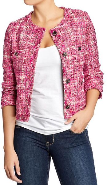 Old Navy Boucle Cardi Jacket in Pink (beauty queen pink) | Lyst